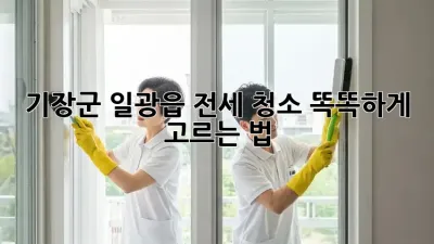 ✨기장군 일광읍 전세 청소✨ 똑똑하게 고르는 법! 🏡🔍